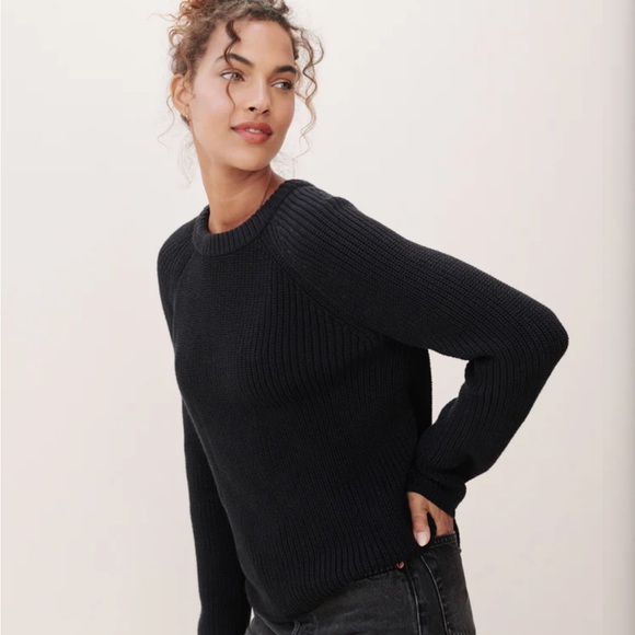 Jenni Kayne Cotton Fisherman Sweater in Black size Medium - Picture 3 of 12